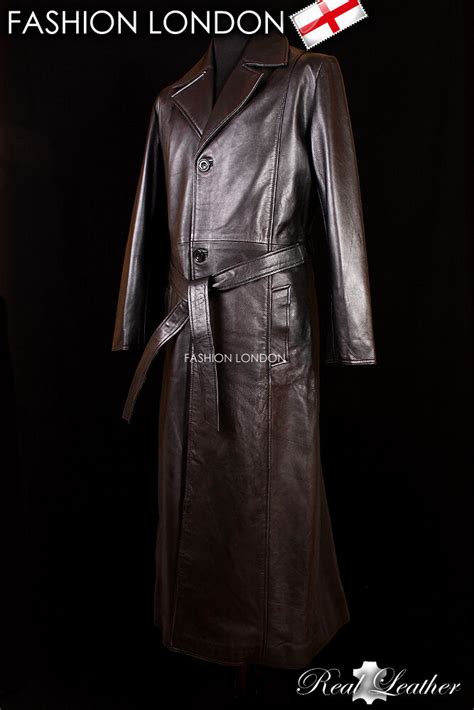 Blade Mens Black Vampire Slayer Full Length Real Leather Long Jacket