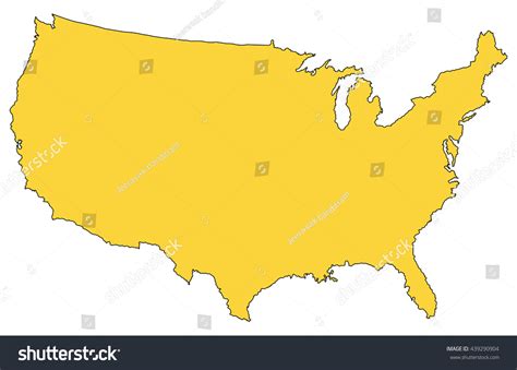 United States Gold Color Map Vector Stock Vector Royalty Free