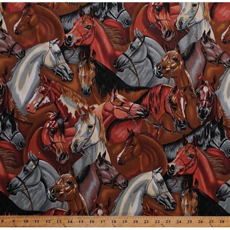 55 Cotton Packed Horse Horses Equestrian Animals On Brown Cotton