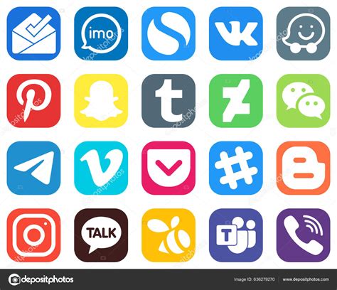 All One Social Media Icon Set Icons Vimeo Messenger Pinterest Stock