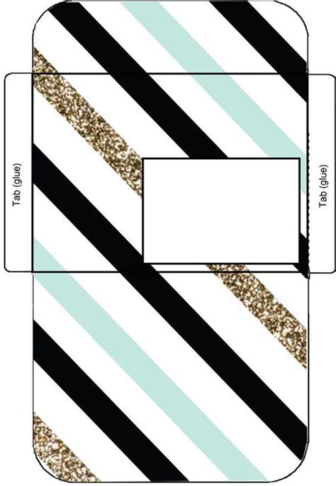 An Envelope With Black And White Stripes On The Front Gold Glitter In