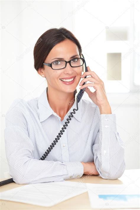 Corporate Secretary Happily Talking On The Phone — Stock Photo