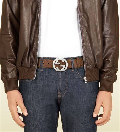 Gucci Belt With Interlocking G Buckle In Brown For Men Lyst