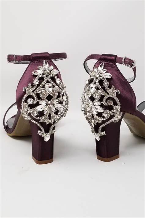 Purple Wedding Shoes With Sparkling Crystal Back Design Comfortable