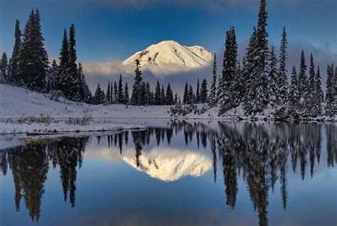 First Snow On Mount Rainier Photograph By Lynn Hopwood Fine Art America