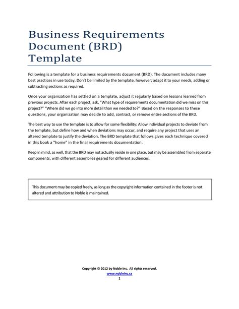 Simple Business Requirements Document Templates Templatelab