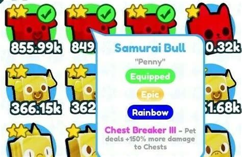 Rainbow Samurai Bull With Chest Breaker Iii X1 Pet Simulator X Fast