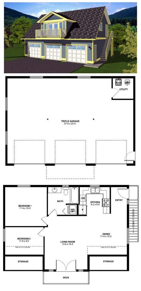 Find detached modern designs w/living quarters, 3 car & 2 bedroom garages & more! 3 Car Garage Apartment Plan Number 90941 with 2 Bed , 1 ...