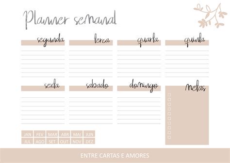 Planner Semanal Download GrÁtis Planner Semanal Para Imprimir Lettering Tutorial Tabela De