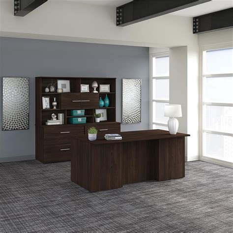 Office 500 72w Executive Desk With Storage Set In Black Walnut