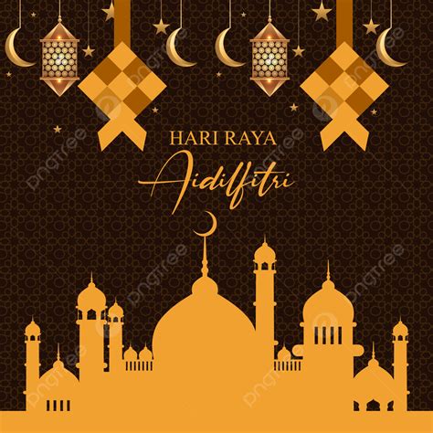 Selamat Hari Raya Aidilfitri Beautiful Background Design With Mosque