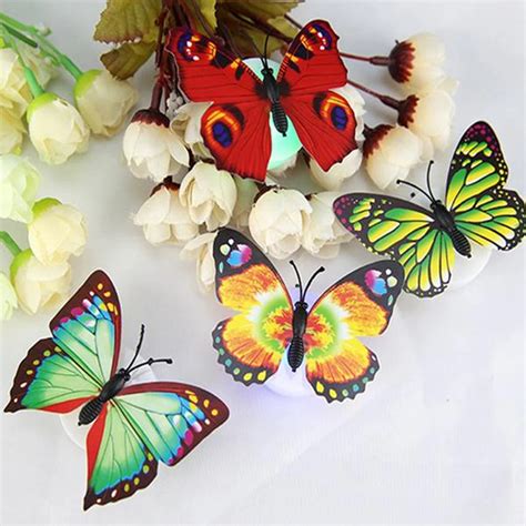 Glowing 3d Butterfly Shaped Self Adhesive Led Lamps Night Lights Set