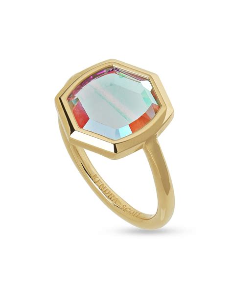 Davis 18k Gold Vermeil Cocktail Ring In Dichroic Glass 6 Kendra Scott