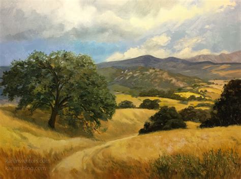 California Golden Rolling Hills Paintings By Karen Winters