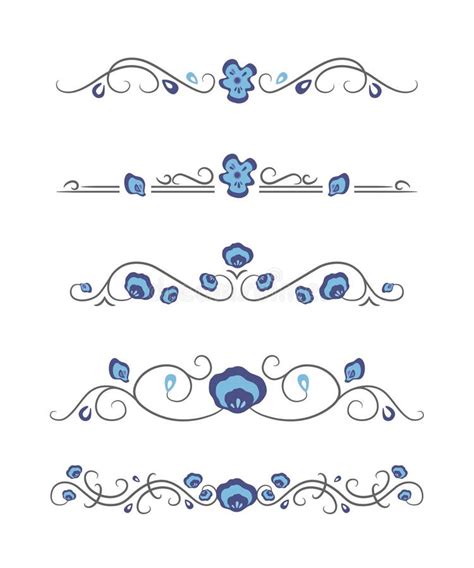 Vector Text Dividers With Blue Flowers Stock Vector Illustration Of