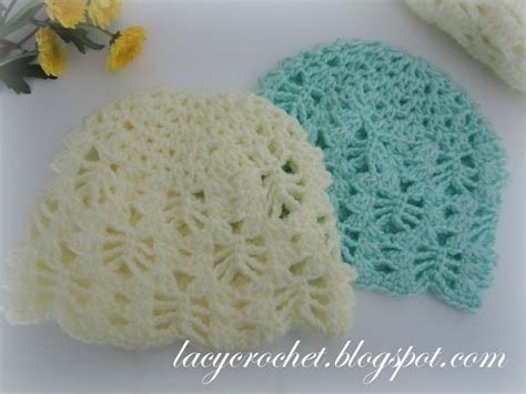 Lacy Crochet Lacy Stitch Baby Hat Size 3 6 Months Free Crochet Pattern