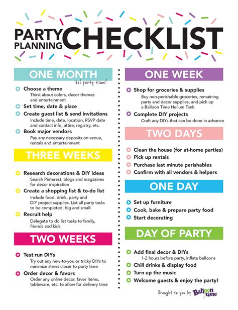 If there is something you are interested in and do not see it, please call! Party Planning Checklist | Balloon Time