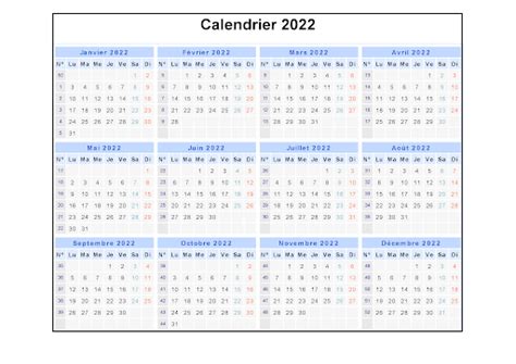 Modele Calendrier Excel 2022 Calendrier Semaines 2022
