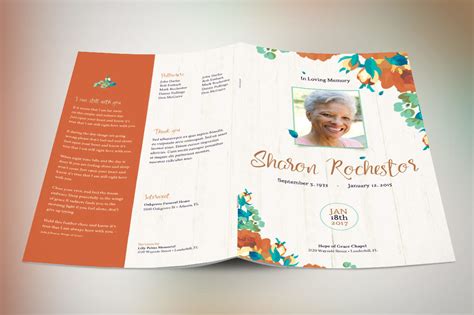 Autumn Floral Funeral Program Template By Godserv Designs Thehungryjpeg