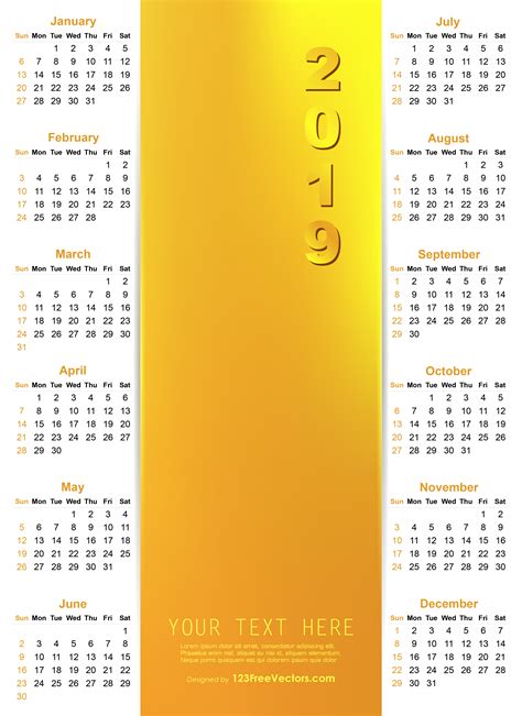 Calendar 2019 Design Vector