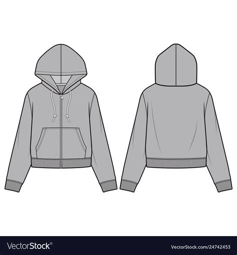 Hooded Sweatshirt Fashion Flat Sketch Template Vector Image