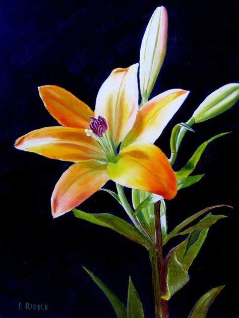 Lily Painting Original Oil Painting Yellow Lily 9x12x78 Lily