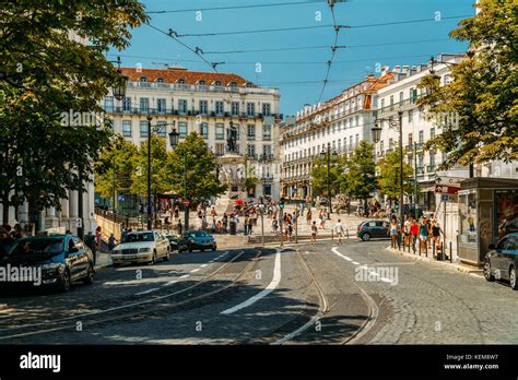Lisbon Portugal August 12 2017 Tourists Exploring Square Of Luis
