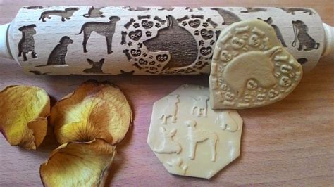 Rolling Pin Wooden Laser Cut Stylish Dogs Puppies By Sugaryhome