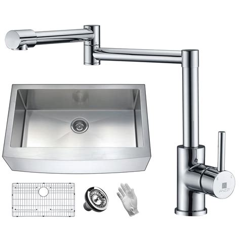 Top 7 black kitchen faucets we may earn a commission through products purchased using links on this page. ANZZI Elysian Farmhouse Stainless Steel 36 in. Single Bowl ...