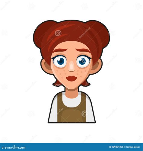 Cute Beautiful Redhead Girl Avatar Young Woman Cartoon Style Userpic Icon Stock Vector