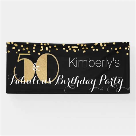 Elegant Fifty And Fabulous 50th Birthday Party Banner Zazzle