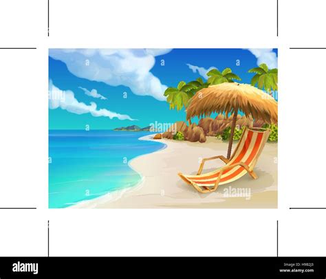 Tropical Beach Lounge Chair Vector Background Stock Vector Image