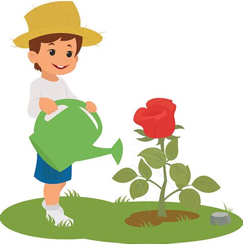 290 Boy Watering Flowers Stock Illustrations Royalty Free Vector