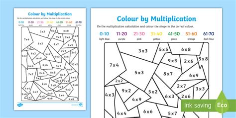 Color By Number Multiplication Worksheet Twinkl Usa