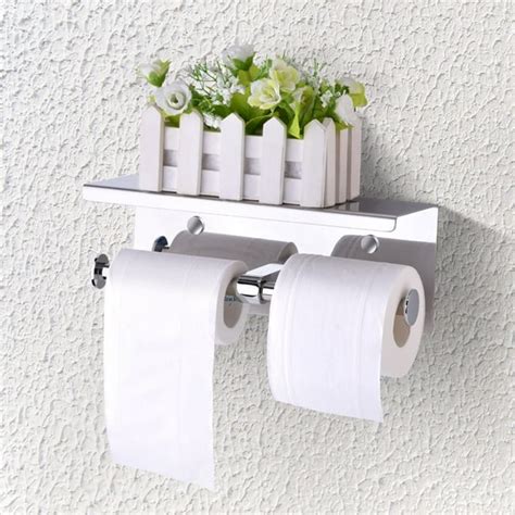 Lyumo Stainless Steel Double Roll Toilet Paper Holder Wall Mounted Dual