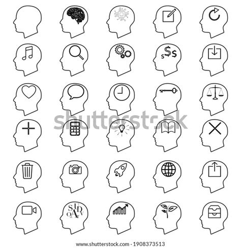 Set Thinking Heads Icons Head Thinking Stock Vector Royalty Free