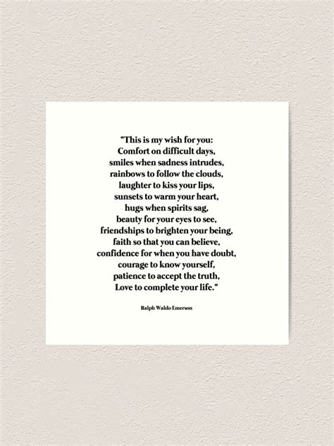 Ralph Waldo Emerson Quote My Wish For You Art Print Poetry Art