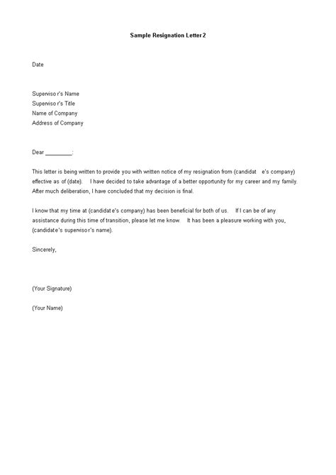 Resignation Letter Format For Better Opportunity Templates At