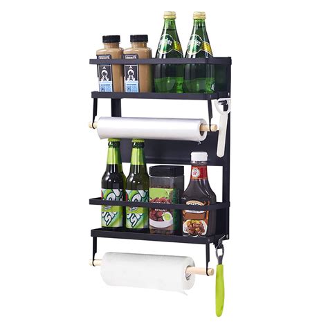 Buy Magnetic Fridge Organizer Spice Rack With Paper Towel Holder And 5