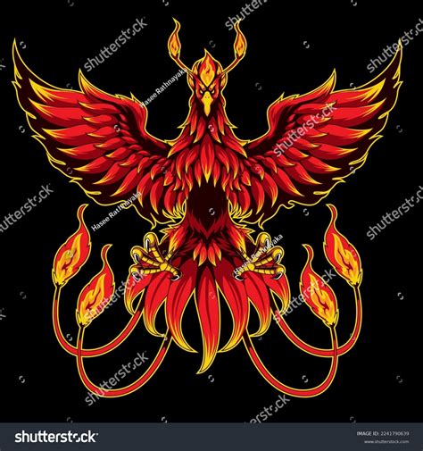 Phoenix Mythical Creature Design Flying Phoenix Stock Illustration