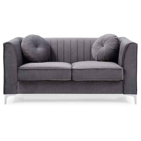 Glory Furniture Delray Velvet Loveseat In Gray Cymax Business