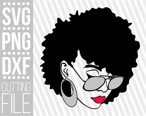 Black Woman With Glasses Svg Afro Woman Svg Natural Hair Etsy Canada