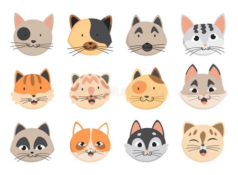 Cats Heads Emoticons Icons Avatars Collection Various Funny