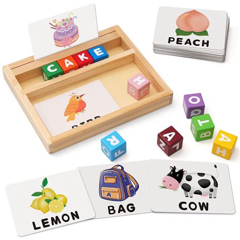 Buy Coogam Wooden Blocks Spelling Game Color Alphabet Letters Matching