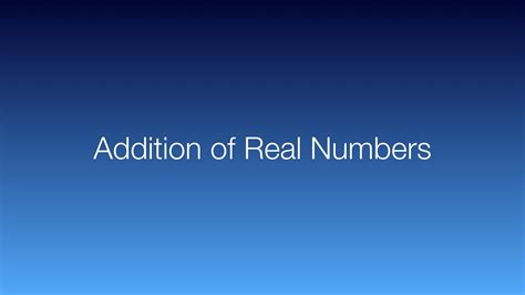 Subject Addition Of Real Numbers Youtube