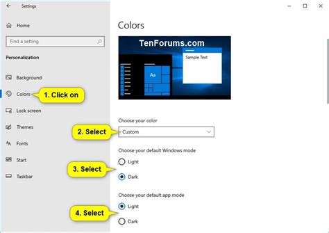 Customization Change Default App And Windows Mode To Light Or Dark Theme