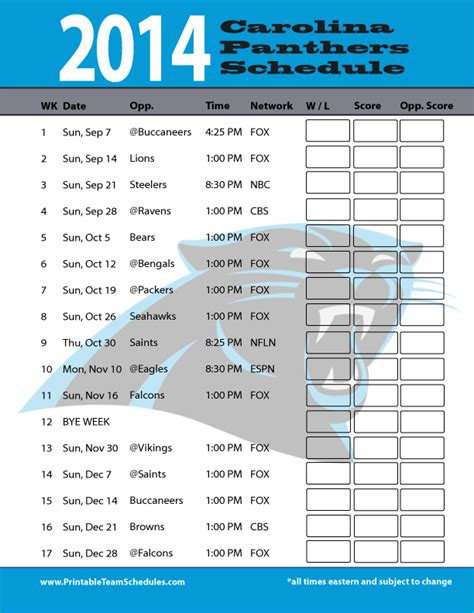 Panthers Schedule 2024 Printable Printable Party Palooza