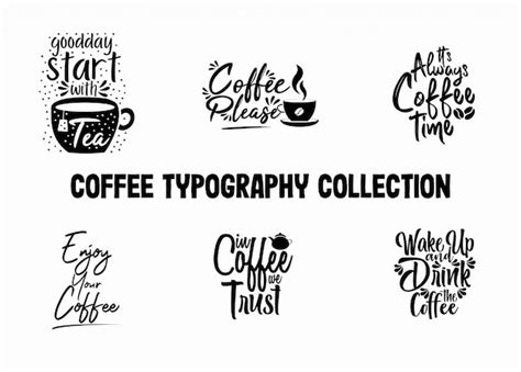 Collection De Typographie De Café Pour La Décoration De Café Vecteur