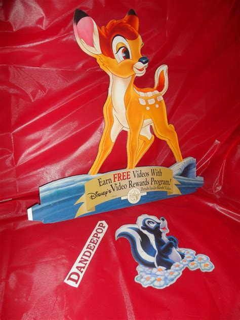 Disney Bambi Characters Cardboard Cutout Display Vintage Vhs Promos