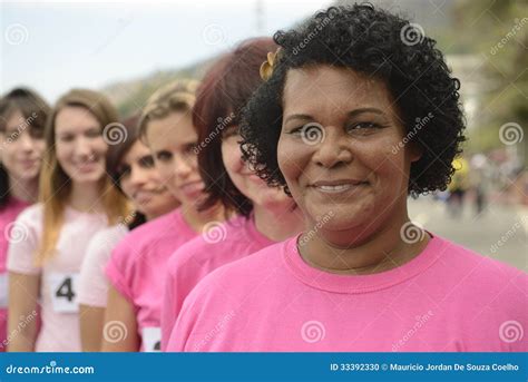 Breast Cancer Charity Race Women In Pink Stock Photo Image Of Mixed